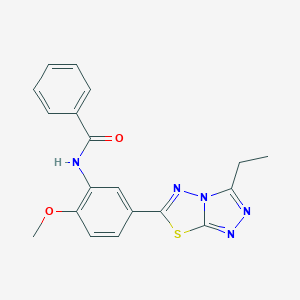molecular formula C19H17N5O2S B234187 N-[5-(3-ethyl[1,2,4]triazolo[3,4-b][1,3,4]thiadiazol-6-yl)-2-methoxyphenyl]benzamide 