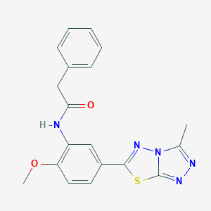 molecular formula C19H17N5O2S B234241 N-[2-methoxy-5-(3-methyl[1,2,4]triazolo[3,4-b][1,3,4]thiadiazol-6-yl)phenyl]-2-phenylacetamide 