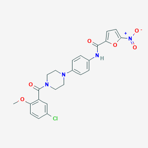 molecular formula C23H21ClN4O6 B234270 N-{4-[4-(5-chloro-2-methoxybenzoyl)-1-piperazinyl]phenyl}-5-nitro-2-furamide 