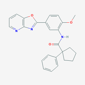molecular formula C25H23N3O3 B234410 N-(2-methoxy-5-[1,3]oxazolo[4,5-b]pyridin-2-ylphenyl)-1-phenylcyclopentanecarboxamide 