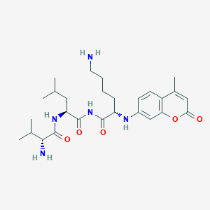 molecular formula C27H41N5O5 B234429 Valyl-leucyl-lysyl-7-amino-4-methylcoumarin CAS No. 152881-17-9