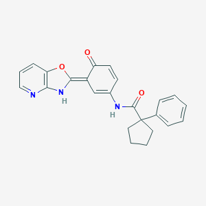 molecular formula C24H21N3O3 B234532 N-[(3Z)-3-(3H-[1,3]oxazolo[4,5-b]pyridin-2-ylidene)-4-oxocyclohexa-1,5-dien-1-yl]-1-phenylcyclopentane-1-carboxamide 
