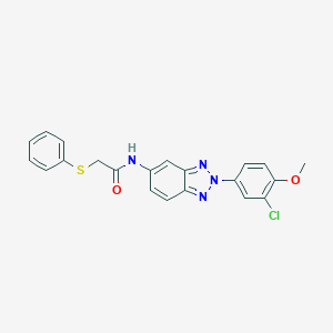 N-[2-(3-chloro-4-methoxyphenyl)-2H-benzotriazol-5-yl]-2-(phenylsulfanyl)acetamide