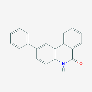 molecular formula C23F1H27N4O6S1 B234586 6(5H)-Phenanthridinone, 2-phenyl- CAS No. 157848-49-2