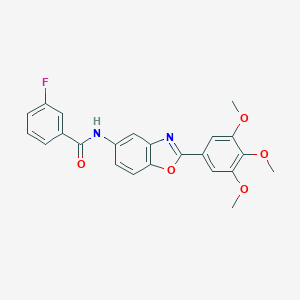molecular formula C23H19FN2O5 B234608 3-fluoro-N-[2-(3,4,5-trimethoxyphenyl)-1,3-benzoxazol-5-yl]benzamide 