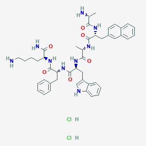 molecular formula C45H57Cl2N9O6 B234651 Pralmorelin dihydrochloride CAS No. 158827-34-0