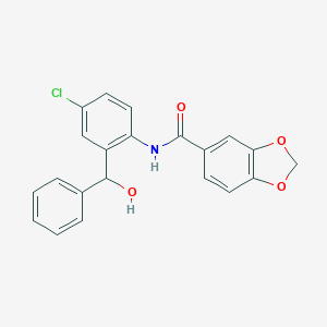 molecular formula C21H16ClNO4 B234698 N-{4-chloro-2-[hydroxy(phenyl)methyl]phenyl}-1,3-benzodioxole-5-carboxamide 