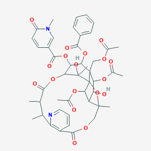 molecular formula C19H17Cl2NO4 B234702 [21,24-Diacetyloxy-20-(acetyloxymethyl)-19-benzoyloxy-22,25-dihydroxy-3,13,14,25-tetramethyl-6,15-dioxo-2,5,16-trioxa-11-azapentacyclo[15.7.1.01,20.03,23.07,12]pentacosa-7(12),8,10-trien-18-yl] 1-methyl-6-oxopyridine-3-carboxylate CAS No. 155944-12-0