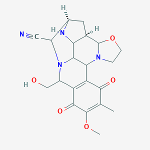 molecular formula C21H24N4O5 B234887 (1R,3R)-16-(羟甲基)-13-甲氧基-12-甲基-11,14-二氧代-5-氧杂-8,17,20-三氮杂六环[15.3.1.03,19.04,8.09,18.010,15]二十一烷-10(15),12-二烯-21-腈 CAS No. 152053-14-0