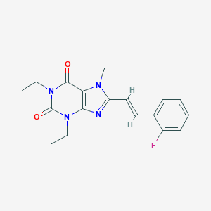 molecular formula C18H19FN4O2 B234979 (E)-1,3-Diethyl-8-(2-fluorostyryl)-7-methylxanthine CAS No. 155271-91-3