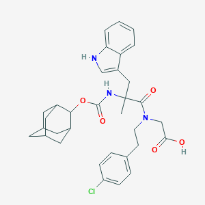 molecular formula C33H38ClN3O5 B235019 N-(N-((2-Adamantyloxy)carbonyl)-alpha-methyltryptophyl)-N-(2-(4-chlorophenyl)ethyl)glycine CAS No. 150871-05-9