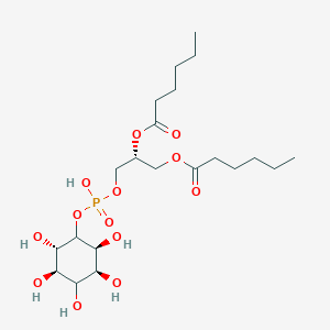 molecular formula C21H39O13P B235076 [(2R)-2-hexanoyloxy-3-[hydroxy-[(2S,3S,5R,6S)-2,3,4,5,6-pentahydroxycyclohexyl]oxyphosphoryl]oxypropyl] hexanoate CAS No. 148437-41-6