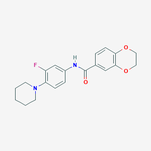 molecular formula C20H21FN2O3 B235312 N-[3-fluoro-4-(1-piperidinyl)phenyl]-2,3-dihydro-1,4-benzodioxine-6-carboxamide 