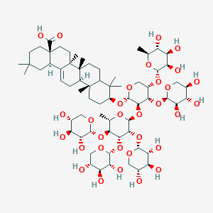 molecular formula C67H108O31 B235316 (4aS,6aR,6aS,6bR,10S,12aR,14bR)-2,2,6a,6b,9,9,12a-七甲基-10-[(2S,3R,4S,5S)-3-[(2S,3R,4R,5S,6S)-6-甲基-3,4,5-三[[(2R,3R,4S,5R)-3,4,5-三羟基氧杂环-2-基]氧基]氧杂环-2-基]氧基-5-[(2S,3R,4R,5R,6S)-3,4,5-三羟基-6-甲基氧杂环-2-基]氧基-4-[(2R,3R,4S,5R)-3,4,5-三羟基氧杂环-2-基]氧基氧杂环-2-基]氧基-1,3,4,5,6,6a,7,8,8a,10,11,12,13,14b-十四氢芘-4a-羧酸 CAS No. 141544-45-8