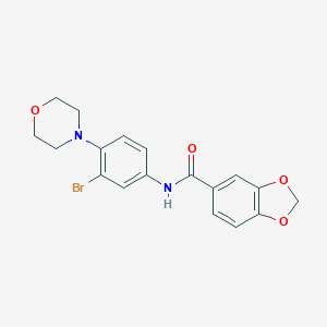 molecular formula C18H17BrN2O4 B235334 N-[3-bromo-4-(4-morpholinyl)phenyl]-1,3-benzodioxole-5-carboxamide 