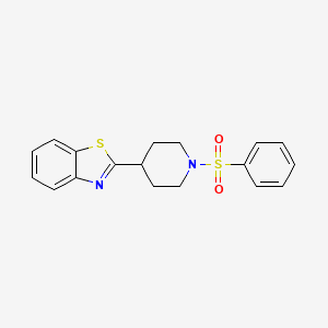 molecular formula C18H18N2O2S2 B2353723 2-[1-(Phenylsulfonyl)-4-piperidinyl]-1,3-benzothiazole CAS No. 605628-10-2