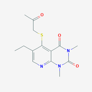 molecular formula C14H17N3O3S B2353738 6-ethyl-1,3-dimethyl-5-((2-oxopropyl)thio)pyrido[2,3-d]pyrimidine-2,4(1H,3H)-dione CAS No. 941877-24-3