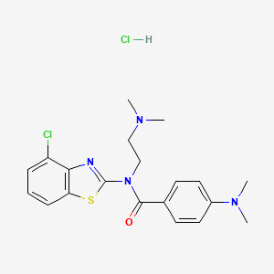 molecular formula C20H24Cl2N4OS B2353739 N-(4-chlorobenzo[d]thiazol-2-yl)-4-(dimethylamino)-N-(2-(dimethylamino)ethyl)benzamide hydrochloride CAS No. 1215649-98-1