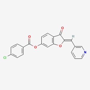 molecular formula C21H12ClNO4 B2353743 (2Z)-3-oxo-2-(pyridin-3-ylmethylidene)-2,3-dihydro-1-benzofuran-6-yl 4-chlorobenzoate CAS No. 622365-57-5