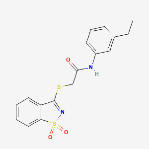 molecular formula C17H16N2O3S2 B2353756 2-((1,1-二氧化苯并[d]异噻唑-3-基)硫代)-N-(3-乙基苯基)乙酰胺 CAS No. 904439-02-7