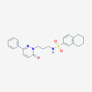 molecular formula C23H25N3O3S B2353761 N-(3-(6-oxo-3-phenylpyridazin-1(6H)-yl)propyl)-5,6,7,8-tetrahydronaphthalene-2-sulfonamide CAS No. 1021091-17-7
