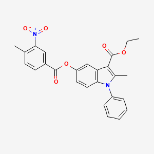 molecular formula C26H22N2O6 B2353764 ethyl 2-methyl-5-((4-methyl-3-nitrobenzoyl)oxy)-1-phenyl-1H-indole-3-carboxylate CAS No. 391862-16-1