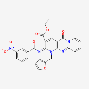 molecular formula C27H21N5O7 B2353767 (Z)-ethyl 1-(furan-2-ylmethyl)-2-((2-methyl-3-nitrobenzoyl)imino)-5-oxo-2,5-dihydro-1H-dipyrido[1,2-a:2',3'-d]pyrimidine-3-carboxylate CAS No. 534580-16-0