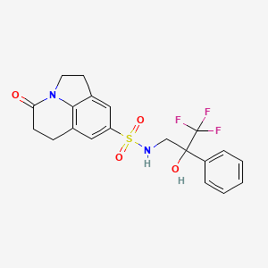 molecular formula C20H19F3N2O4S B2353770 11-氧代-N-(3,3,3-三氟-2-羟基-2-苯基丙基)-1-氮杂三环[6.3.1.04,12]十二-4,6,8(12)-三烯-6-磺酰胺 CAS No. 1790197-26-0