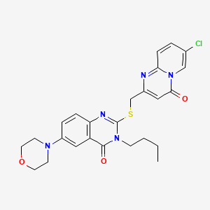 molecular formula C25H26ClN5O3S B2353784 3-丁基-2-[(7-氯-4-氧代吡啶并[1,2-a]嘧啶-2-基)甲硫基]-6-吗啉-4-基喹唑啉-4-酮 CAS No. 896684-05-2