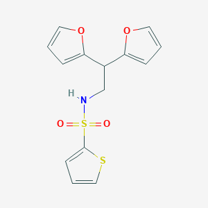 molecular formula C14H13NO4S2 B2353785 N-[2,2-bis(furan-2-yl)ethyl]thiophene-2-sulfonamide CAS No. 2188279-24-3