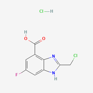 molecular formula C9H7Cl2FN2O2 B2353787 2-(氯甲基)-6-氟-1H-1,3-苯并二唑-4-羧酸盐酸盐 CAS No. 1193389-44-4