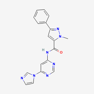 molecular formula C18H15N7O B2353788 N-(6-(1H-咪唑-1-基)嘧啶-4-基)-1-甲基-3-苯基-1H-吡唑-5-甲酰胺 CAS No. 1448056-69-6