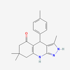 molecular formula C20H23N3O B2353789 3,7,7-trimethyl-4-(4-methylphenyl)-2,4,6,7,8,9-hexahydro-5H-pyrazolo[3,4-b]quinolin-5-one CAS No. 370588-23-1
