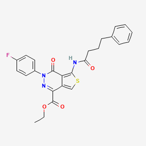 molecular formula C25H22FN3O4S B2353793 Ethyl 3-(4-fluorophenyl)-4-oxo-5-(4-phenylbutanoylamino)thieno[3,4-d]pyridazine-1-carboxylate CAS No. 851949-84-3