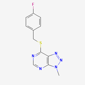 molecular formula C12H10FN5S B2353794 7-((4-fluorobenzyl)thio)-3-methyl-3H-[1,2,3]triazolo[4,5-d]pyrimidine CAS No. 1060203-30-6