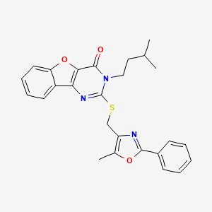 3-isopentyl-2-(((5-methyl-2-phenyloxazol-4-yl)methyl)thio)benzofuro[3,2-d]pyrimidin-4(3H)-one