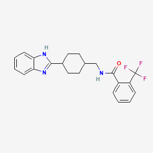 molecular formula C22H22F3N3O B2353800 N-((4-(1H-benzo[d]imidazol-2-yl)cyclohexyl)methyl)-2-(trifluoromethyl)benzamide CAS No. 1207026-16-1