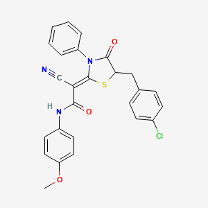 (Z)-2-(5-(4-chlorobenzyl)-4-oxo-3-phenylthiazolidin-2-ylidene)-2-cyano-N-(4-methoxyphenyl)acetamide