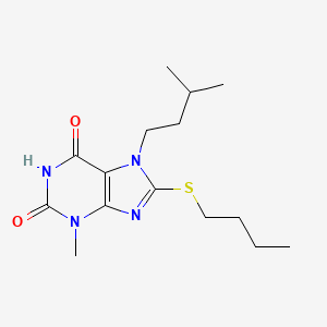 molecular formula C15H24N4O2S B2353810 8-(butylthio)-7-isopentyl-3-methyl-1H-purine-2,6(3H,7H)-dione CAS No. 313530-82-4