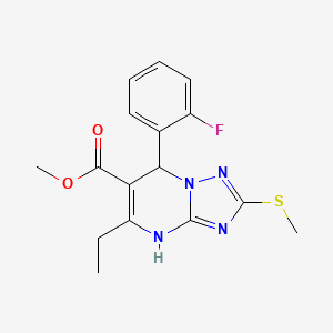 molecular formula C16H17FN4O2S B2353819 Methyl 5-ethyl-7-(2-fluorophenyl)-2-(methylthio)-4,7-dihydro-[1,2,4]triazolo[1,5-a]pyrimidine-6-carboxylate CAS No. 909574-20-5
