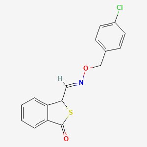 molecular formula C16H12ClNO2S B2353824 3-oxo-1,3-dihydro-2-benzothiophene-1-carbaldehyde O-(4-chlorobenzyl)oxime CAS No. 338954-46-4