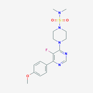 molecular formula C17H22FN5O3S B2353826 4-[5-Fluoro-6-(4-methoxyphenyl)pyrimidin-4-yl]-N,N-dimethylpiperazine-1-sulfonamide CAS No. 2380178-07-2