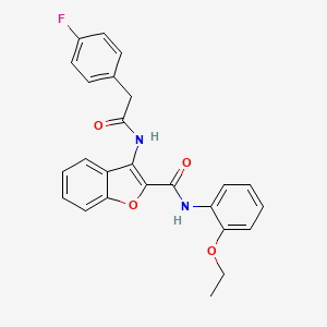 molecular formula C25H21FN2O4 B2353828 N-(2-ethoxyphenyl)-3-(2-(4-fluorophenyl)acetamido)benzofuran-2-carboxamide CAS No. 872609-13-7