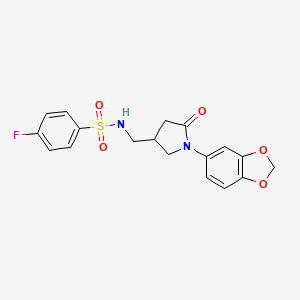 N-((1-(benzo[d][1,3]dioxol-5-yl)-5-oxopyrrolidin-3-yl)methyl)-4-fluorobenzenesulfonamide