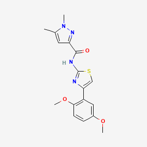 molecular formula C17H18N4O3S B2353836 N-(4-(2,5-二甲氧基苯基)噻唑-2-基)-1,5-二甲基-1H-吡唑-3-甲酰胺 CAS No. 1013770-04-1