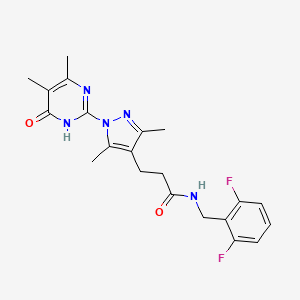molecular formula C21H23F2N5O2 B2353838 N-(2,6-difluorobenzyl)-3-(1-(4,5-dimethyl-6-oxo-1,6-dihydropyrimidin-2-yl)-3,5-dimethyl-1H-pyrazol-4-yl)propanamide CAS No. 1170460-18-0