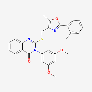 molecular formula C28H25N3O4S B2353841 3-(3,5-二甲氧基苯基)-2-(((5-甲基-2-(邻甲苯基)恶唑-4-基)甲基)硫代)喹唑啉-4(3H)-酮 CAS No. 1114827-92-7