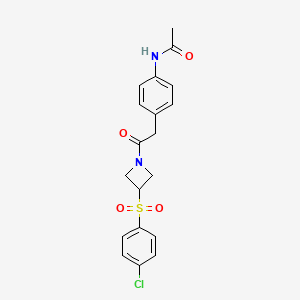 molecular formula C19H19ClN2O4S B2353849 N-(4-(2-(3-((4-chlorophenyl)sulfonyl)azetidin-1-yl)-2-oxoethyl)phenyl)acetamide CAS No. 1448133-31-0