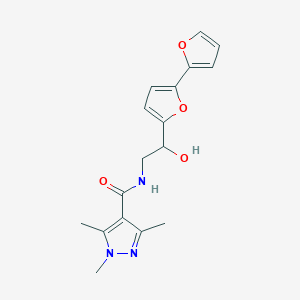 molecular formula C17H19N3O4 B2353850 N-[2-[5-(Furan-2-yl)furan-2-yl]-2-hydroxyethyl]-1,3,5-trimethylpyrazole-4-carboxamide CAS No. 2309188-32-5