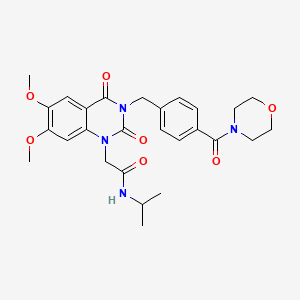 molecular formula C27H32N4O7 B2353854 2-(6,7-dimethoxy-3-(4-(morpholine-4-carbonyl)benzyl)-2,4-dioxo-3,4-dihydroquinazolin-1(2H)-yl)-N-isopropylacetamide CAS No. 1223944-05-5